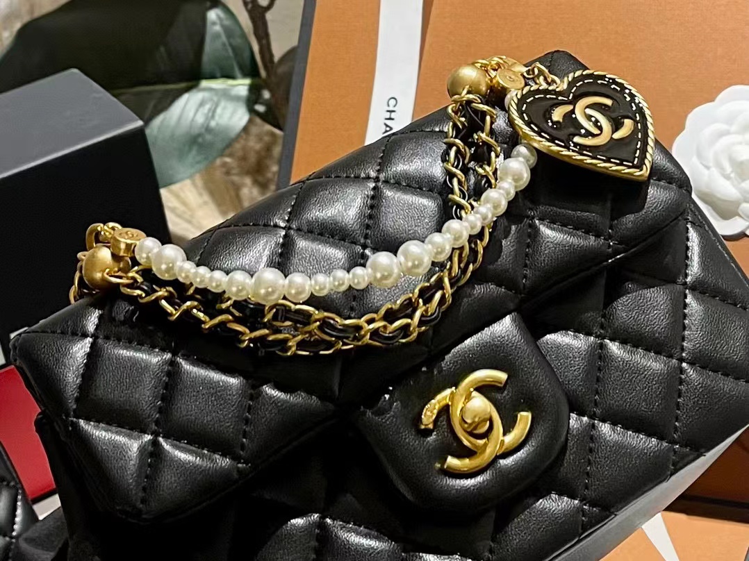 CHANE1 パールハートチェーンショルダークロスボディバッグ【50％割引+送料無料】