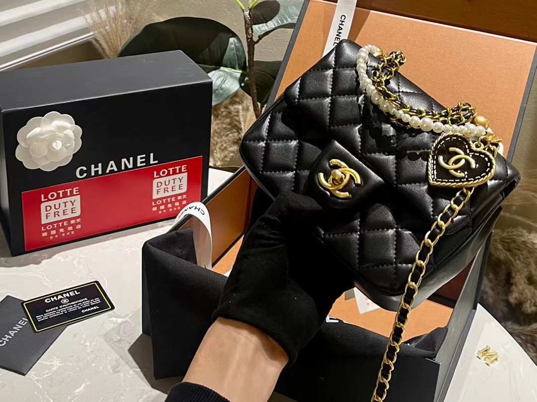 CHANE1 パールハートチェーンショルダークロスボディバッグ【50％割引+送料無料】