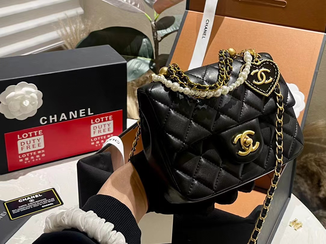 CHANE1 パールハートチェーンショルダークロスボディバッグ【50％割引+送料無料】