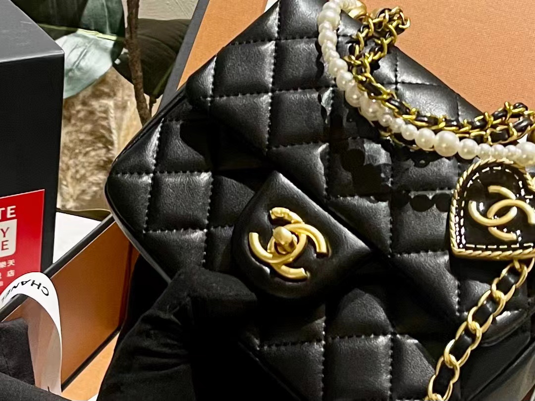 CHANE1 パールハートチェーンショルダークロスボディバッグ【50％割引+送料無料】