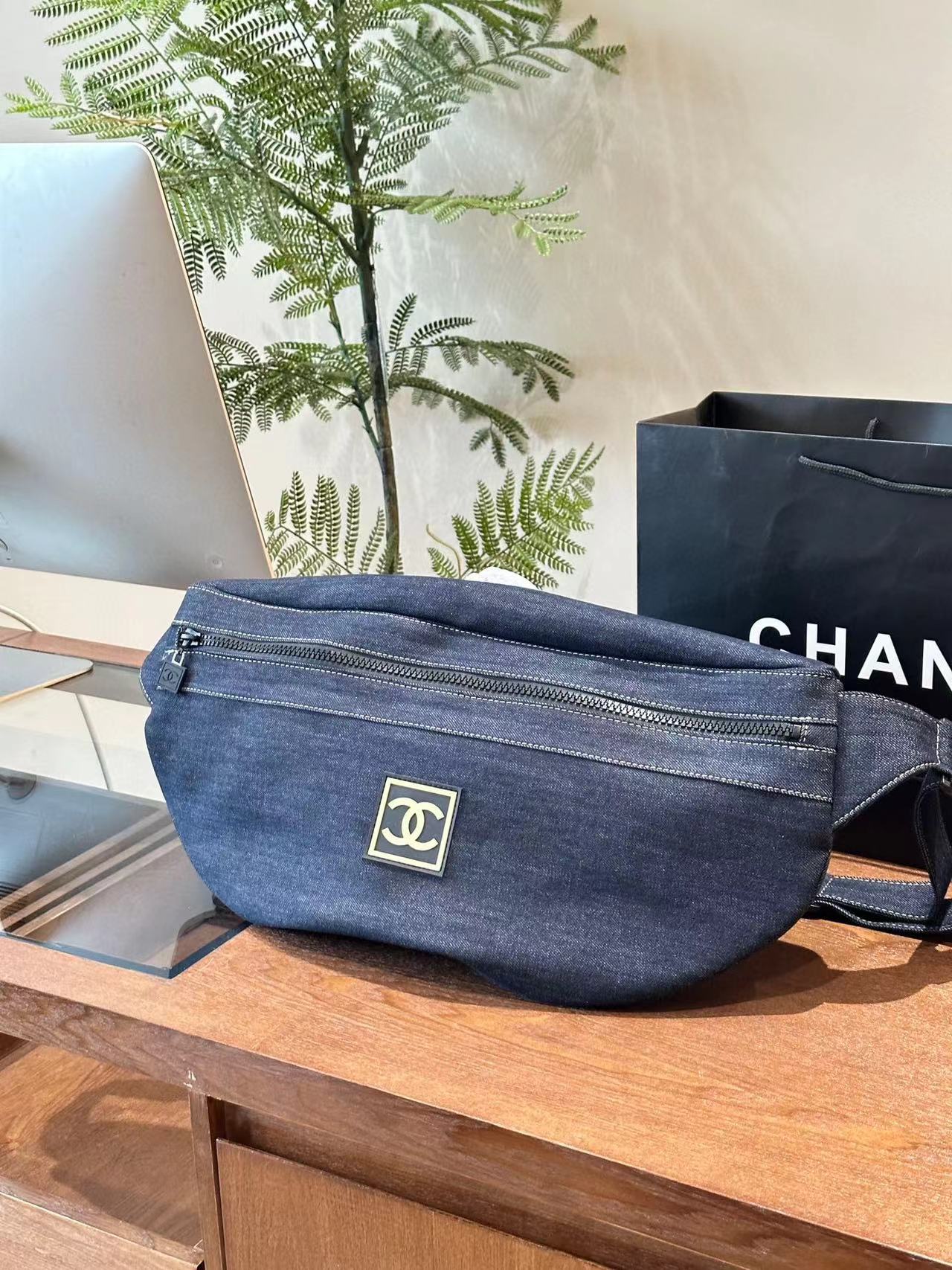 CHANE1 デニムウエストバッグ クロスボディバッグ 【50％割引+送料無料】