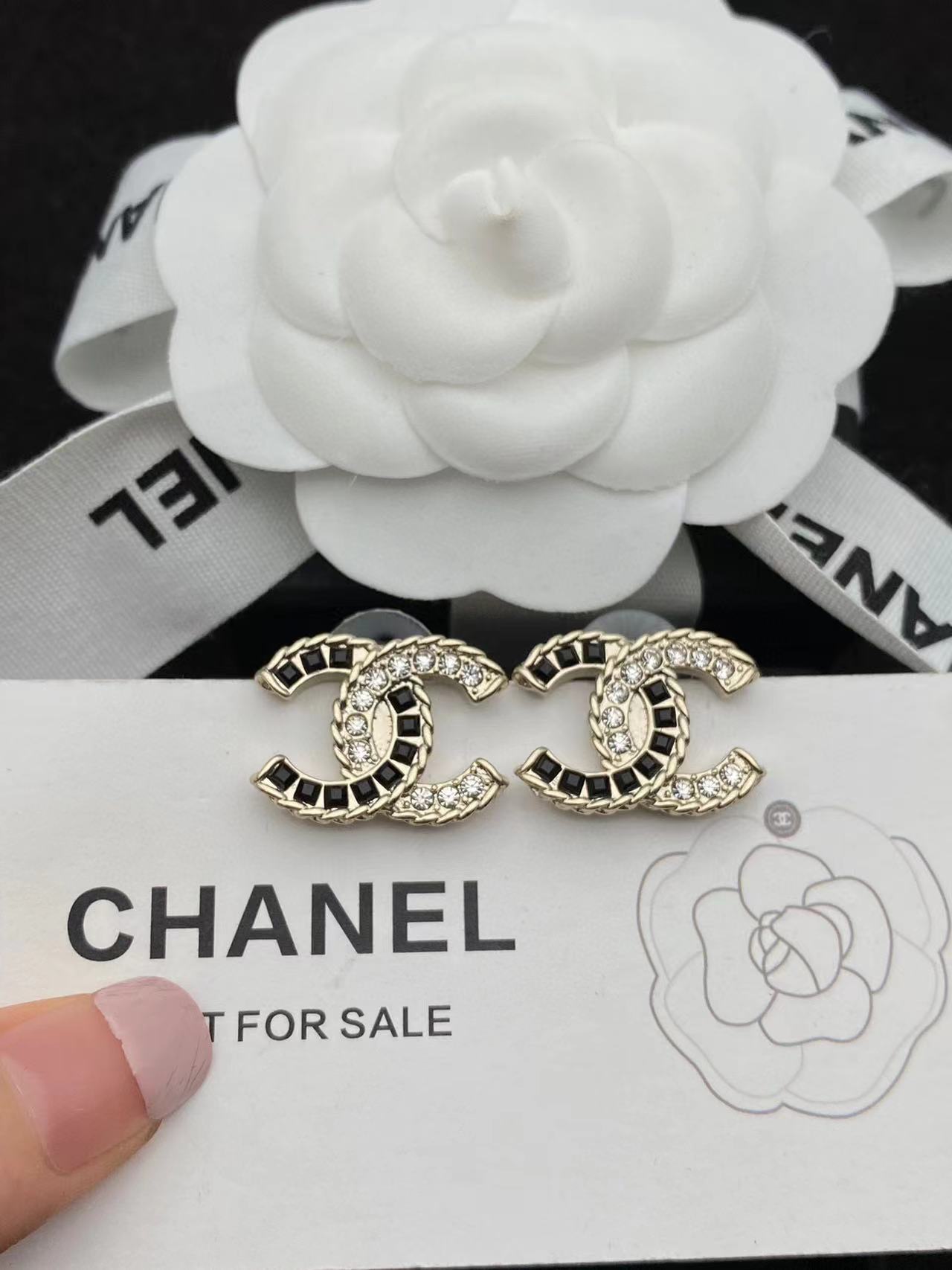 CHANE1 ダブルC スクエア ダイヤモンド ピアス【 50％割引+送料無料】