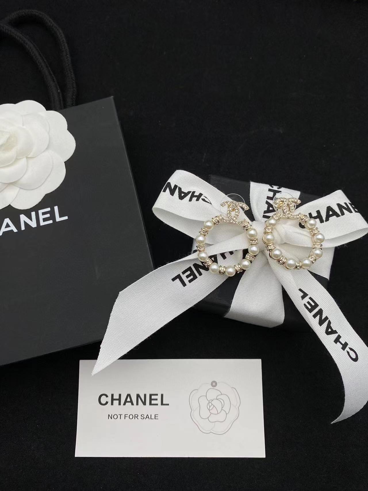 CHANE1 ダブル C サークル パール スタッド ピアス【 50％割引+送料無料】