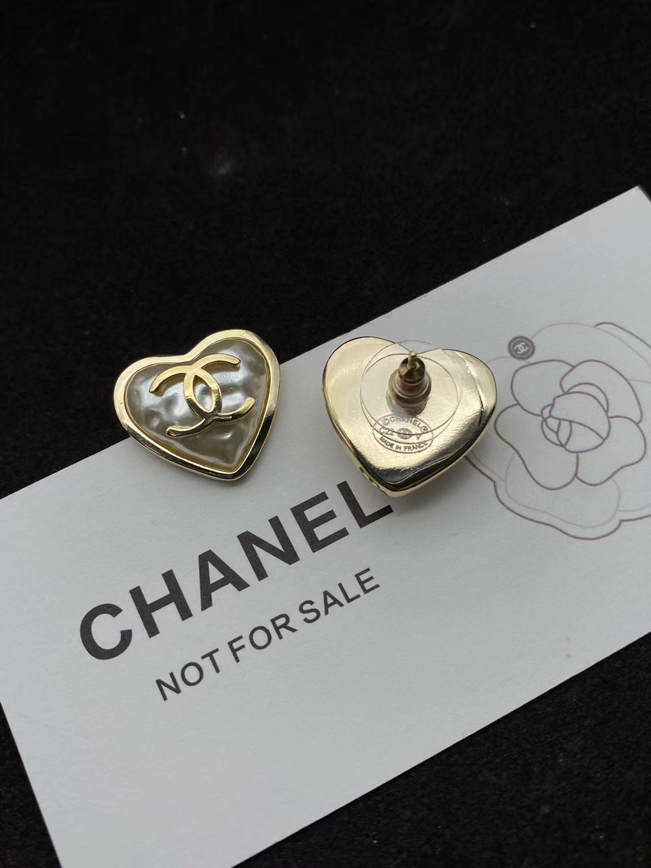 CHANE1 ハート ダブルC ピアス【 50％割引+送料無料】