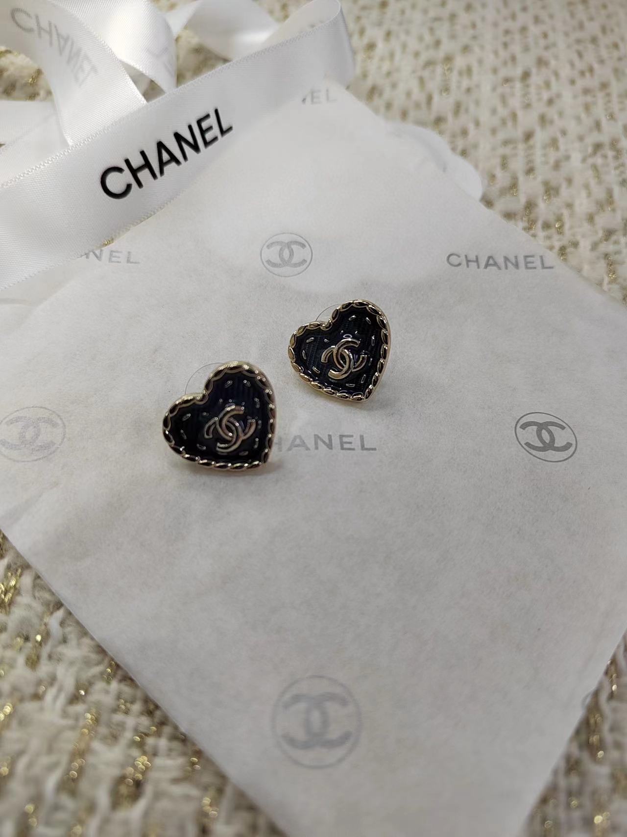 CHANE1 ブルー ダブル C ハート スタッド ピアス【 50％割引+送料無料】