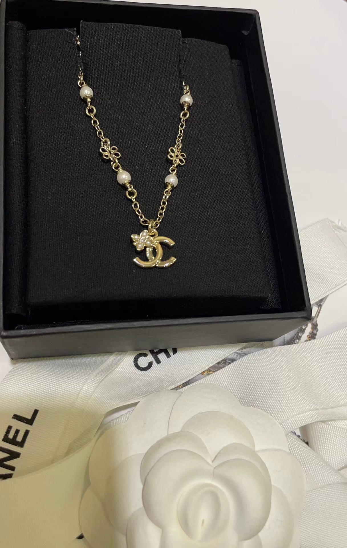 CHANE1 ダブルCパールネックレス【 50％割引+送料無料】
