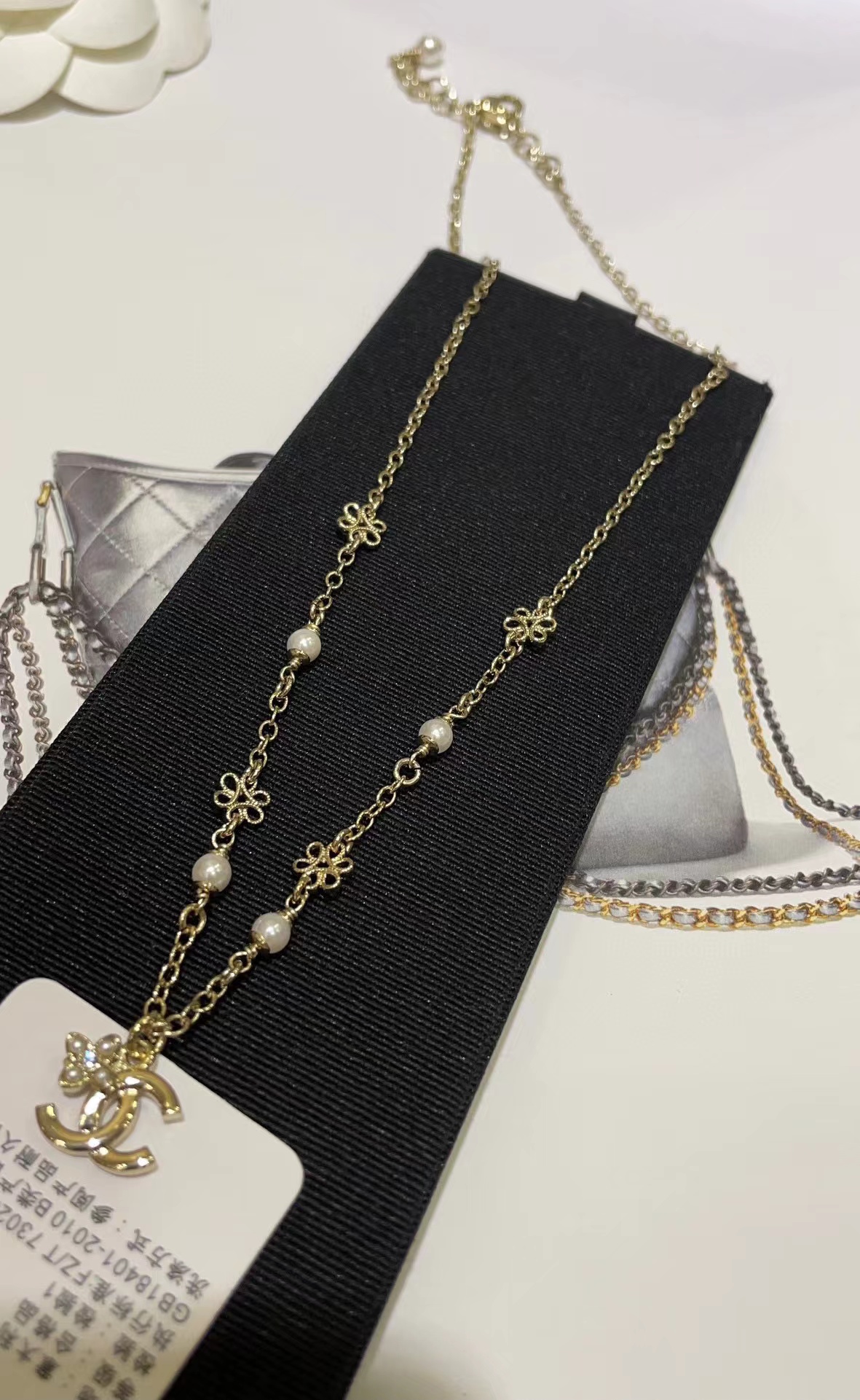 CHANE1 ダブルCパールネックレス【 50％割引+送料無料】