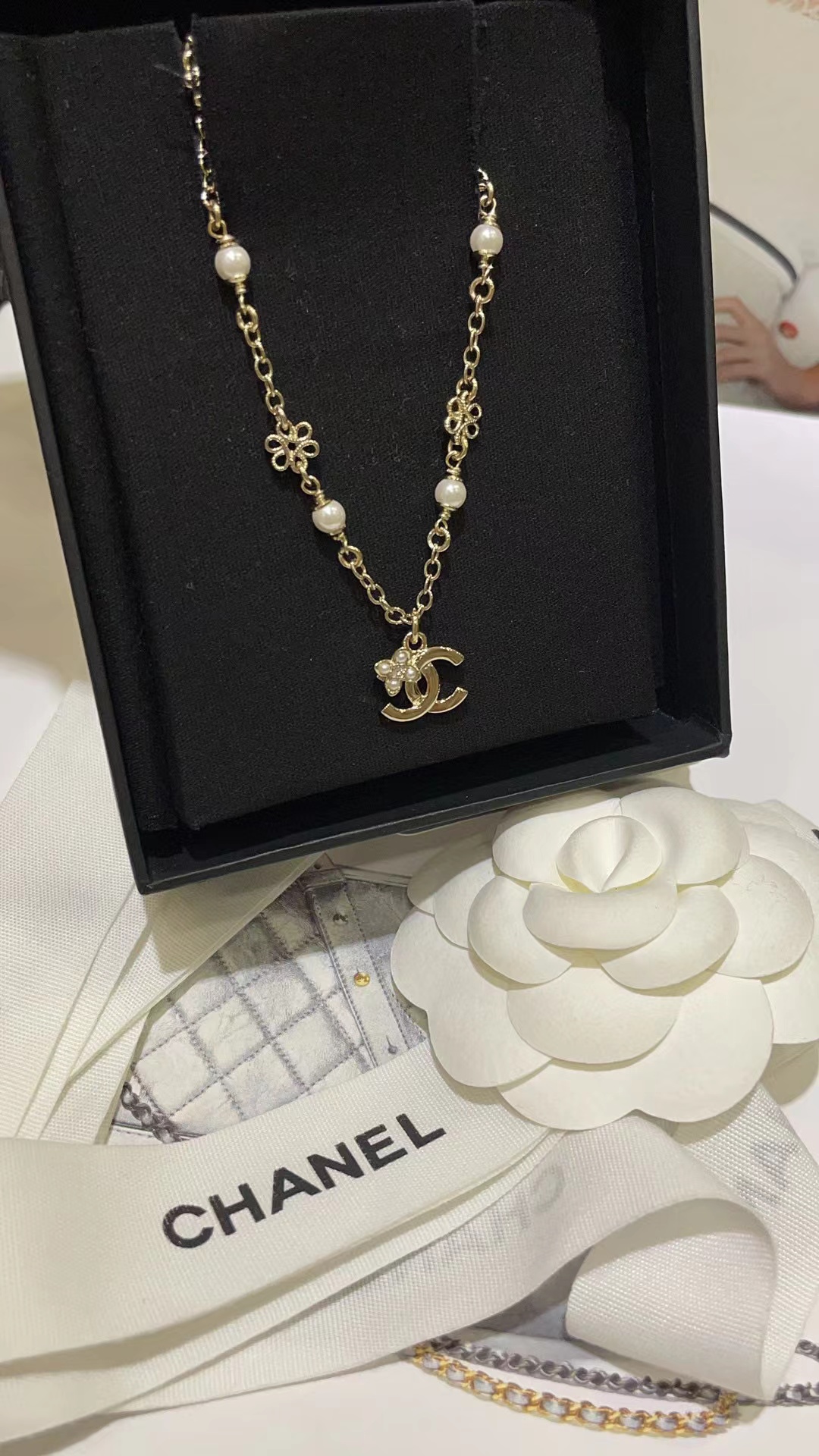 CHANE1 ダブルCパールネックレス【 50％割引+送料無料】