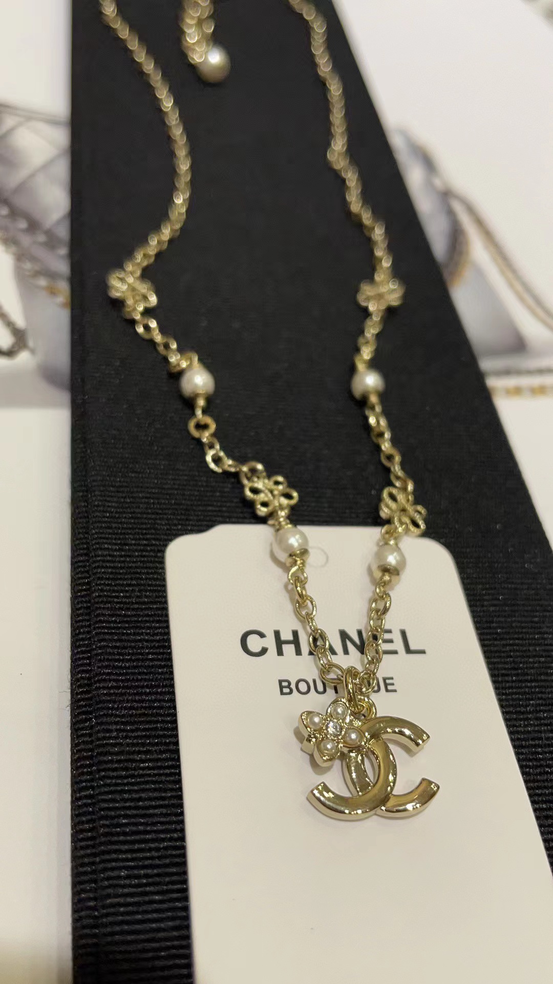 CHANE1 ダブルCパールネックレス【 50％割引+送料無料】