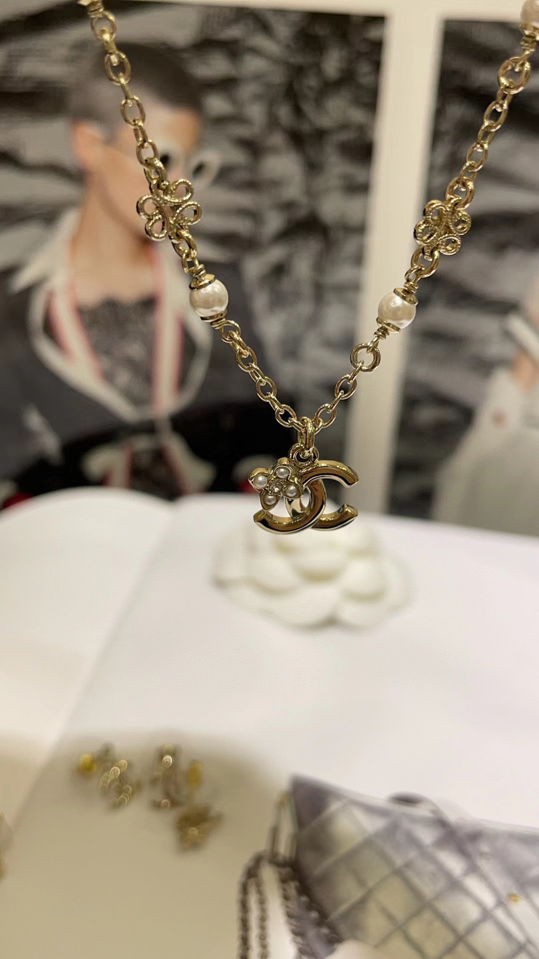 CHANE1 ダブルCパールネックレス【 50％割引+送料無料】