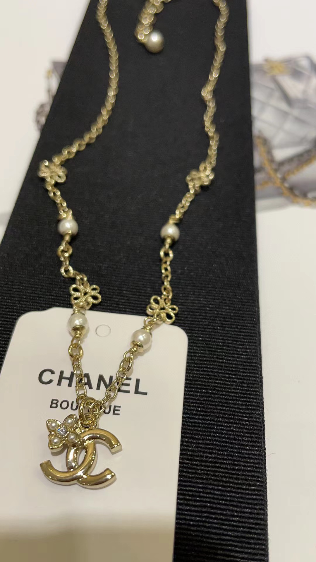 CHANE1 ダブルCパールネックレス【 50％割引+送料無料】