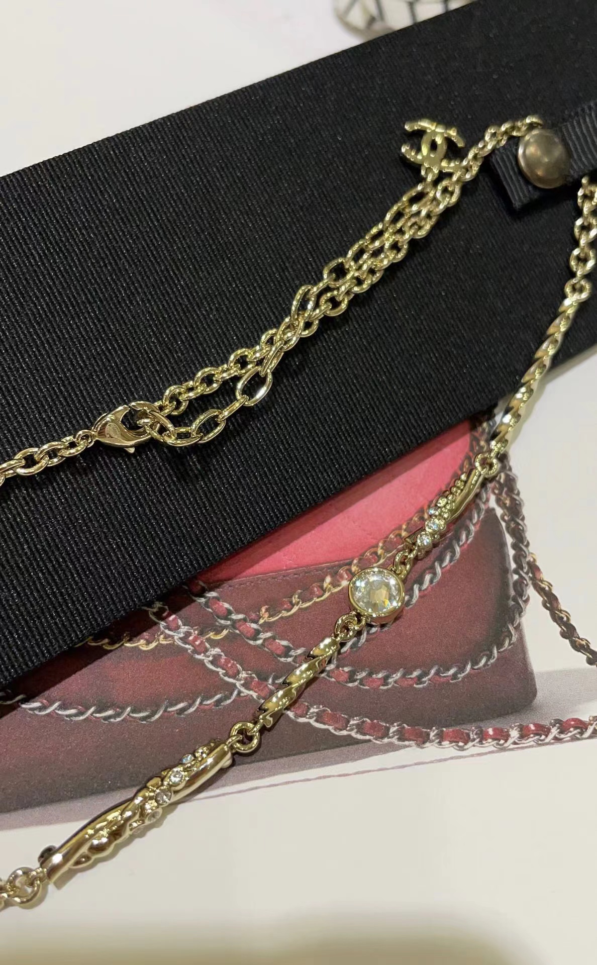 CHANE1 ラインストーン ダブルC ネックレス【 50％割引+送料無料】