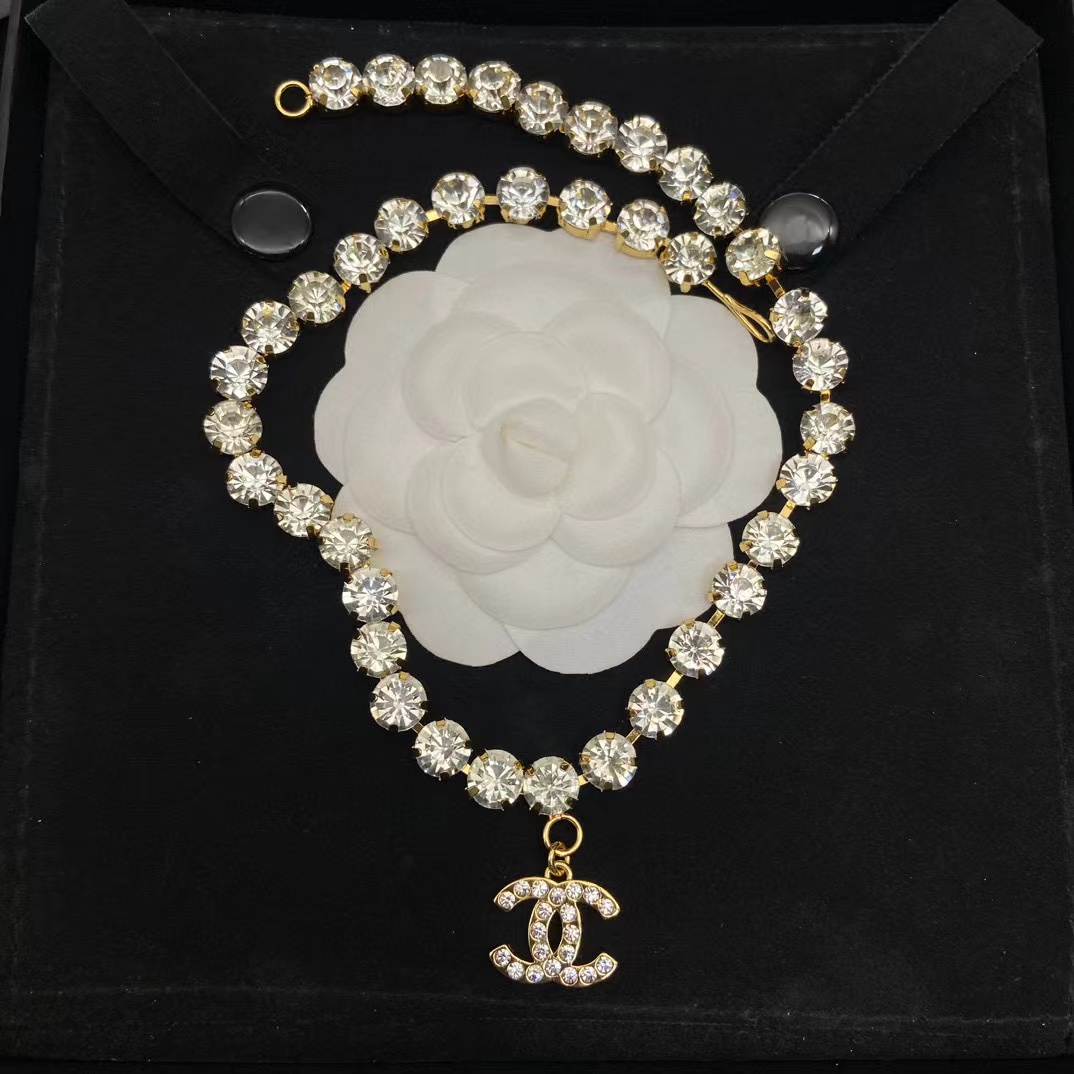 CHANE1 ラウンド ダイヤモンド ダブル C ネックレス【 50％割引+送料無料】