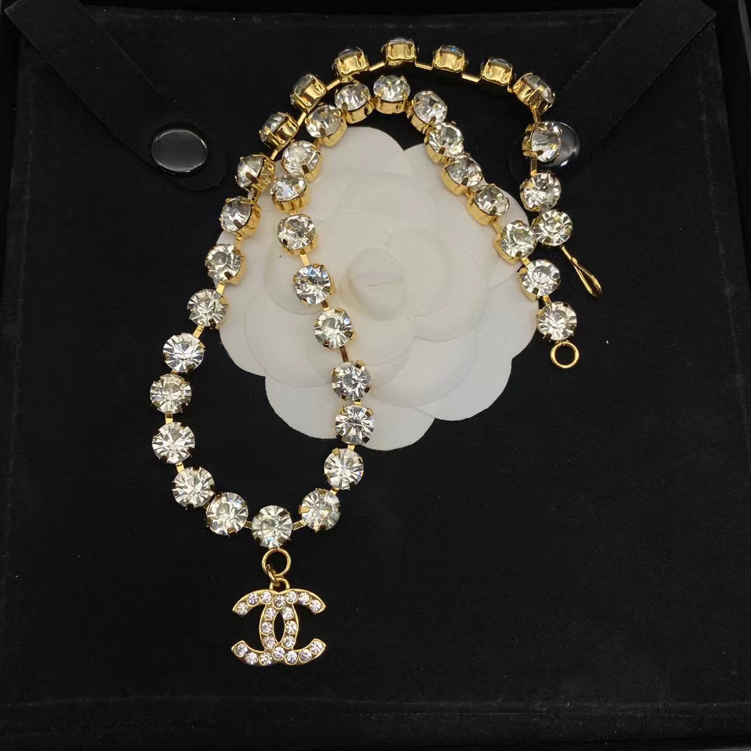 CHANE1 ラウンド ダイヤモンド ダブル C ネックレス【 50％割引+送料無料】