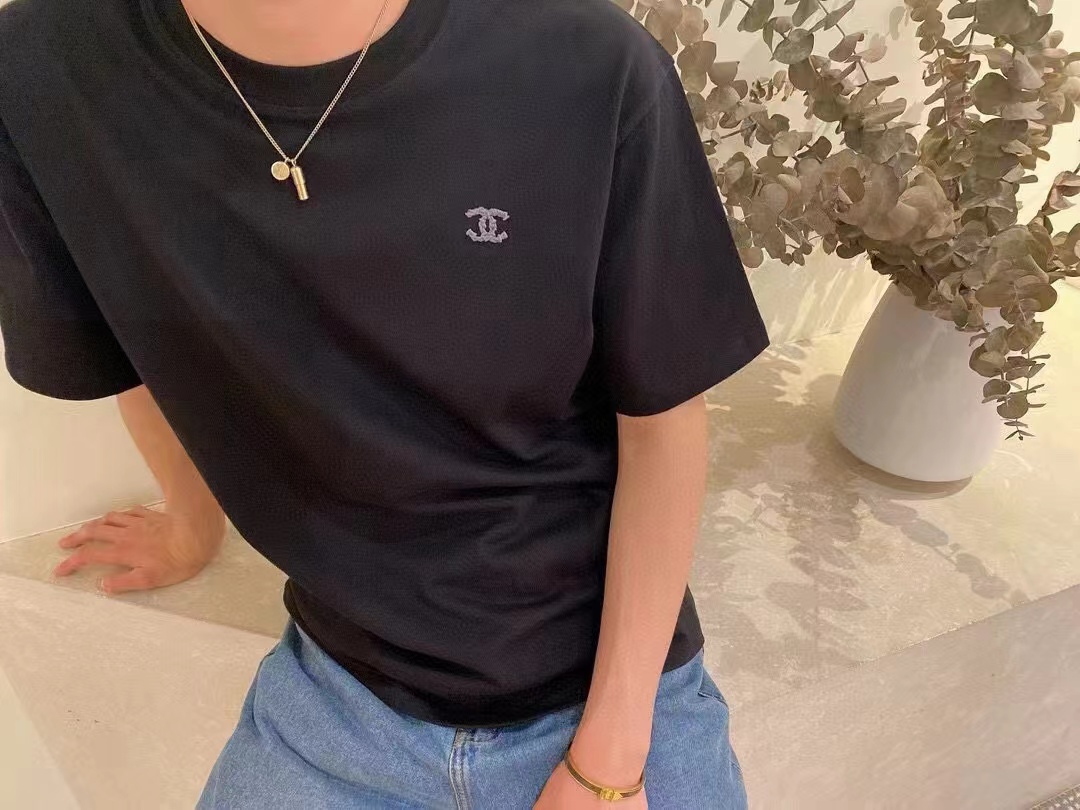 CHANE1 男女兼用 ダブルCロゴ シンプルTシャツ【 50％割引+送料無料】