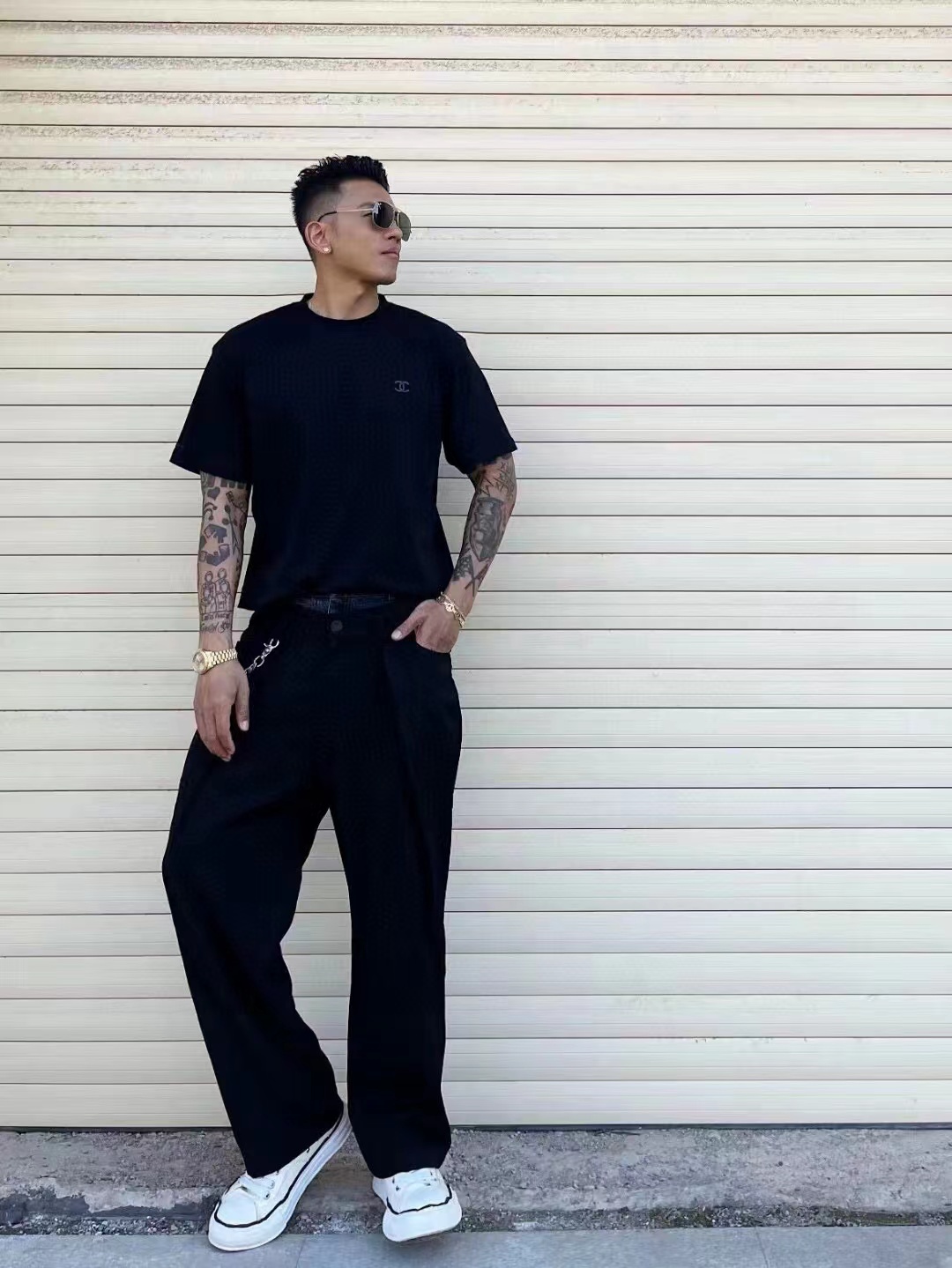 CHANE1 男女兼用 ダブルCロゴ シンプルTシャツ【 50％割引+送料無料】