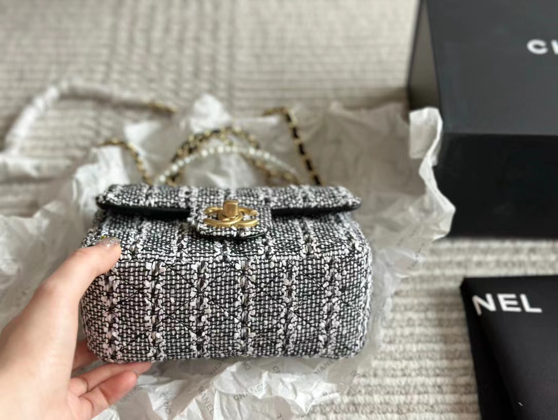 CHANE1 ウールパールチェーンバッグ【 50％割引+送料無料】