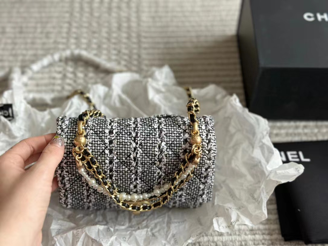 CHANE1 ウールパールチェーンバッグ【 50％割引+送料無料】