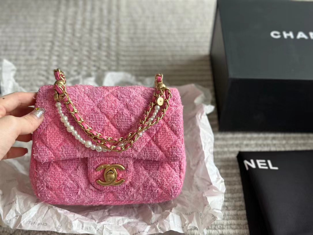 CHANE1 ウールパールチェーンバッグ【 50％割引+送料無料】