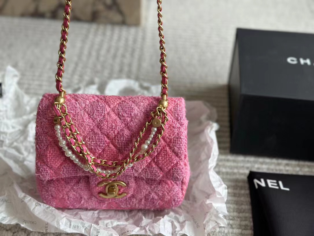 CHANE1 ウールパールチェーンバッグ【 50％割引+送料無料】