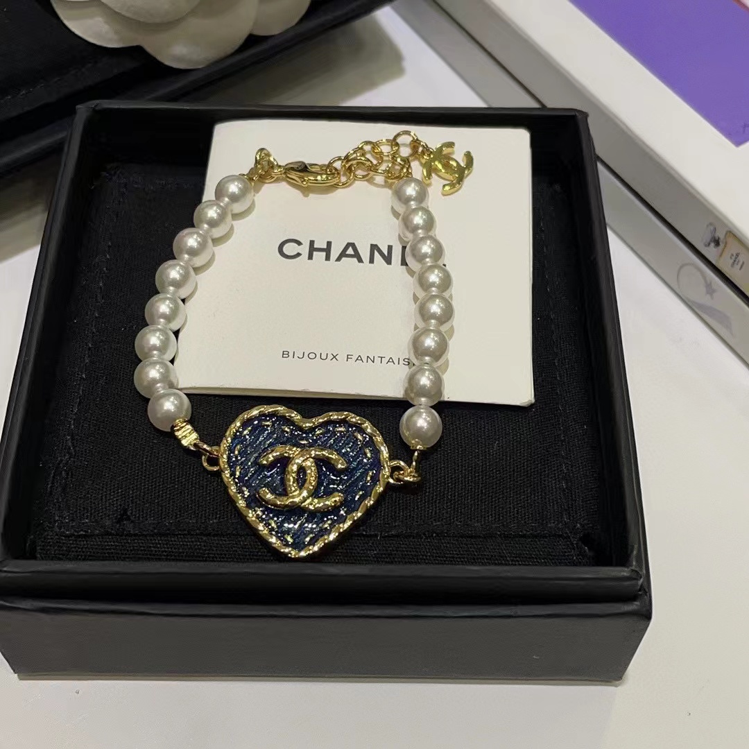 CHANE1 ブルーハートパールブレスレット【 50％割引+送料無料】