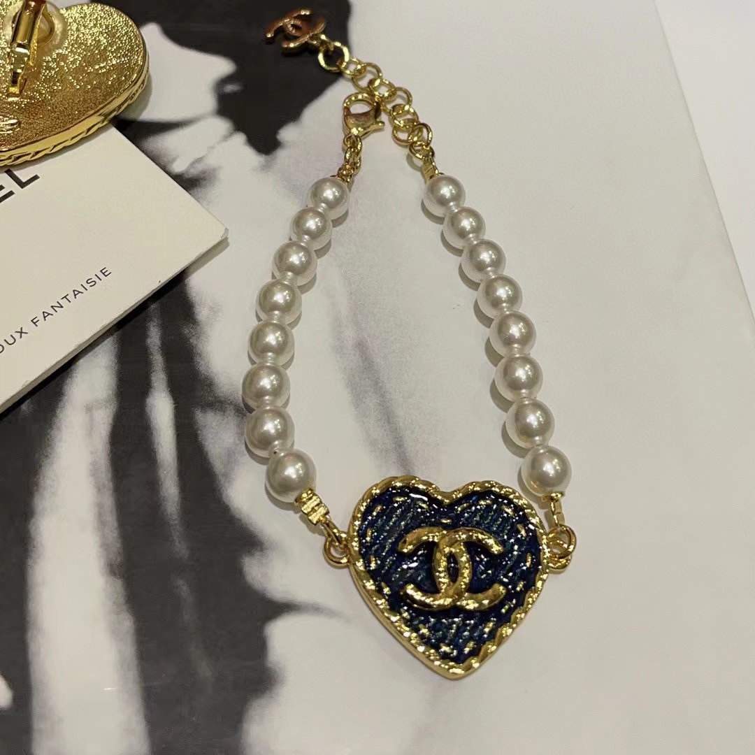 CHANE1 ブルーハートパールブレスレット【 50％割引+送料無料】