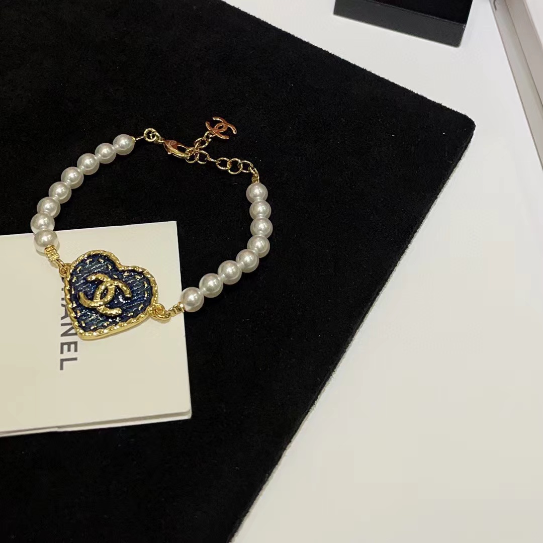 CHANE1 ブルーハートパールブレスレット【 50％割引+送料無料】