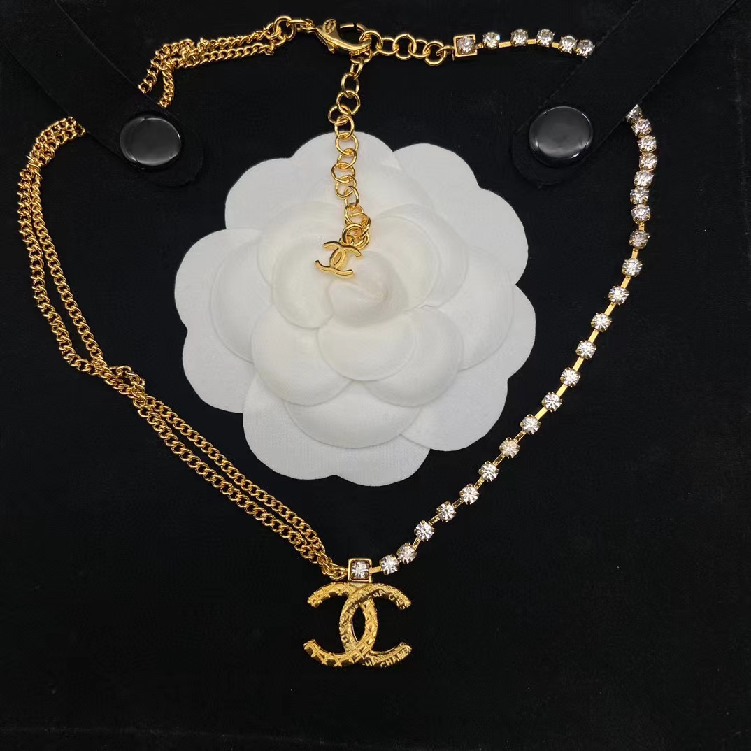 CHANE1 ダブルC ダイヤモンド ネックレス【 50％割引+送料無料】