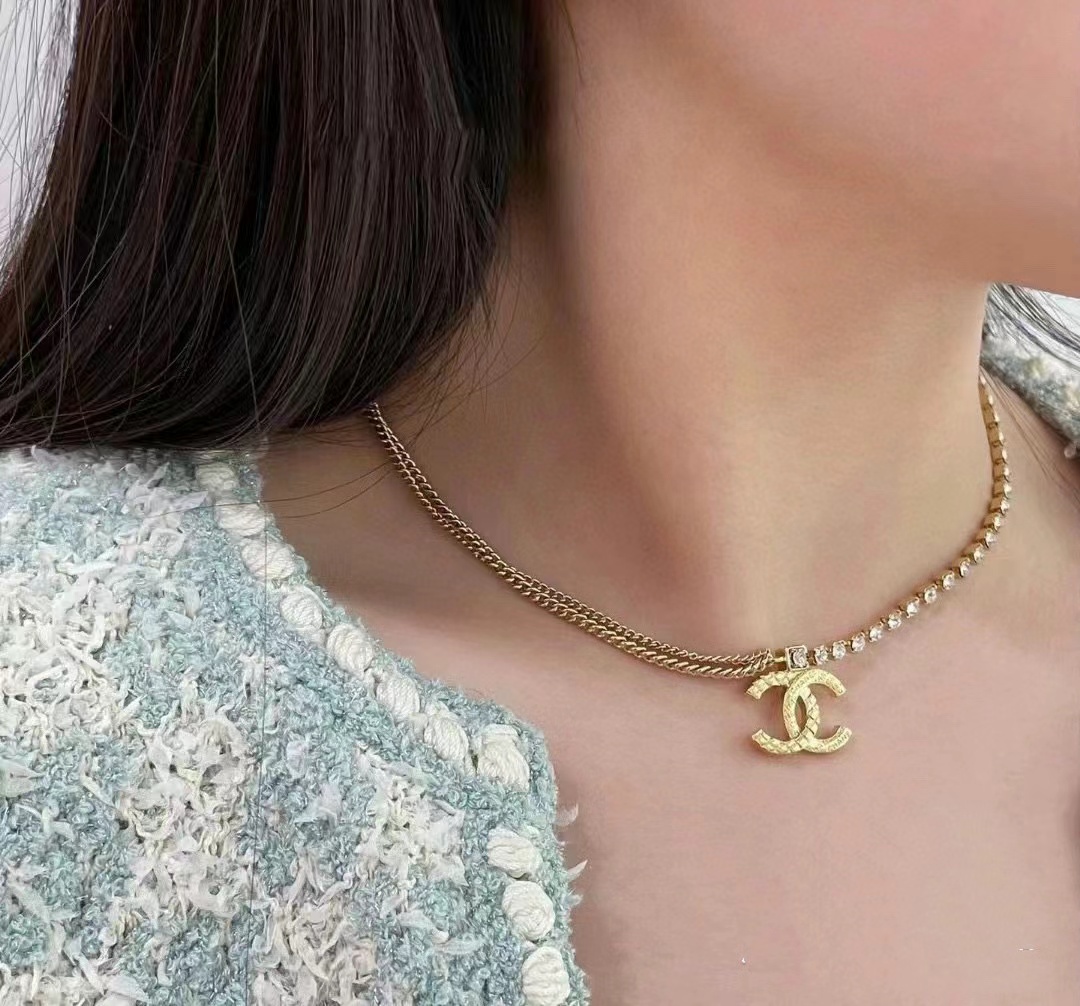 CHANE1 ダブルC ダイヤモンド ネックレス【 50％割引+送料無料】