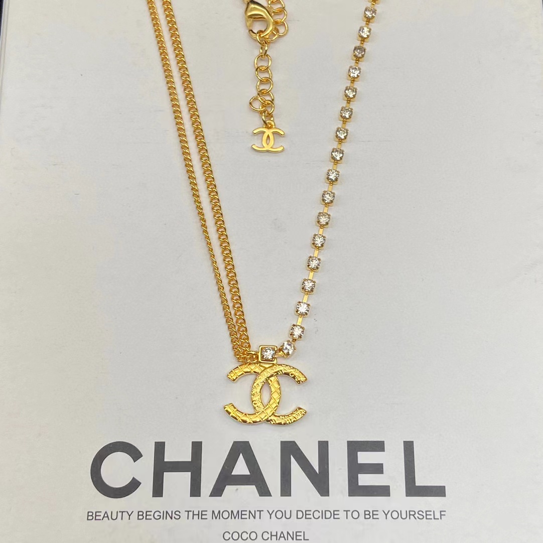 CHANE1 ダブルC ダイヤモンド ネックレス【 50％割引+送料無料】