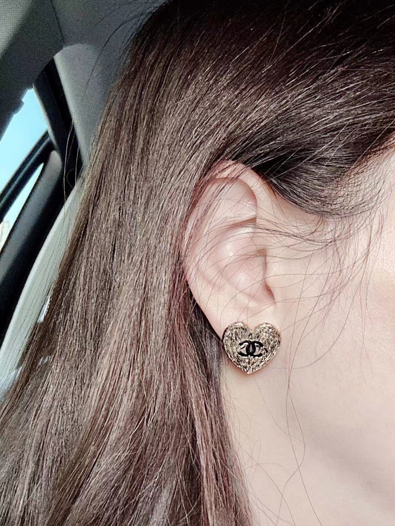 CHANE1 ハート ダブルC ピアス【 50％割引+送料無料】