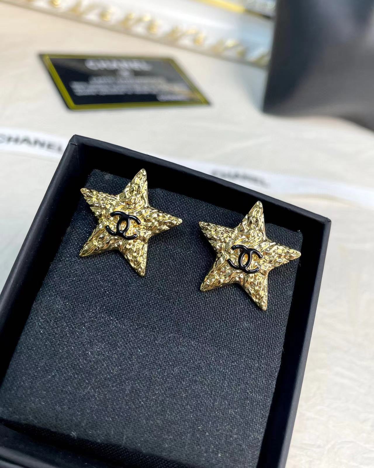 CHANE1 五芒星 ダブルC イヤリング【 50％割引+送料無料】