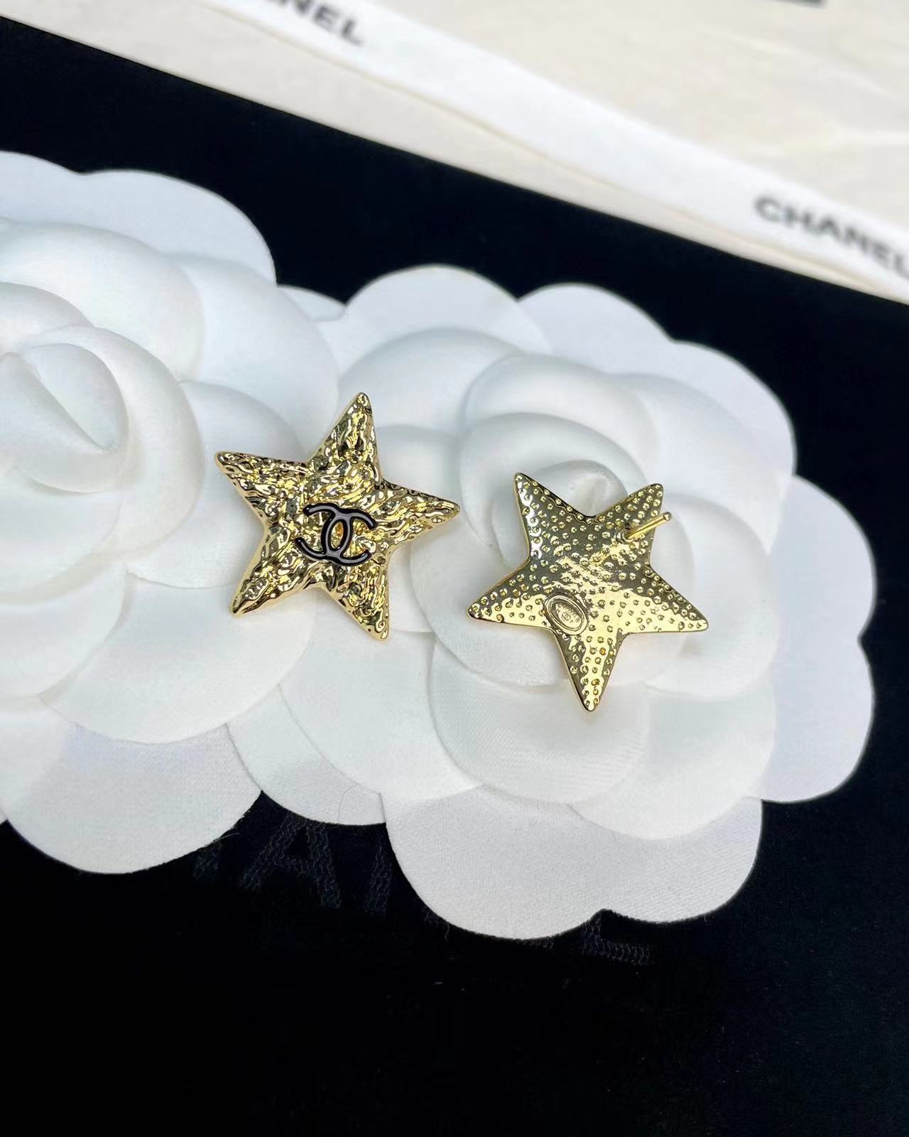 CHANE1 五芒星 ダブルC イヤリング【 50％割引+送料無料】