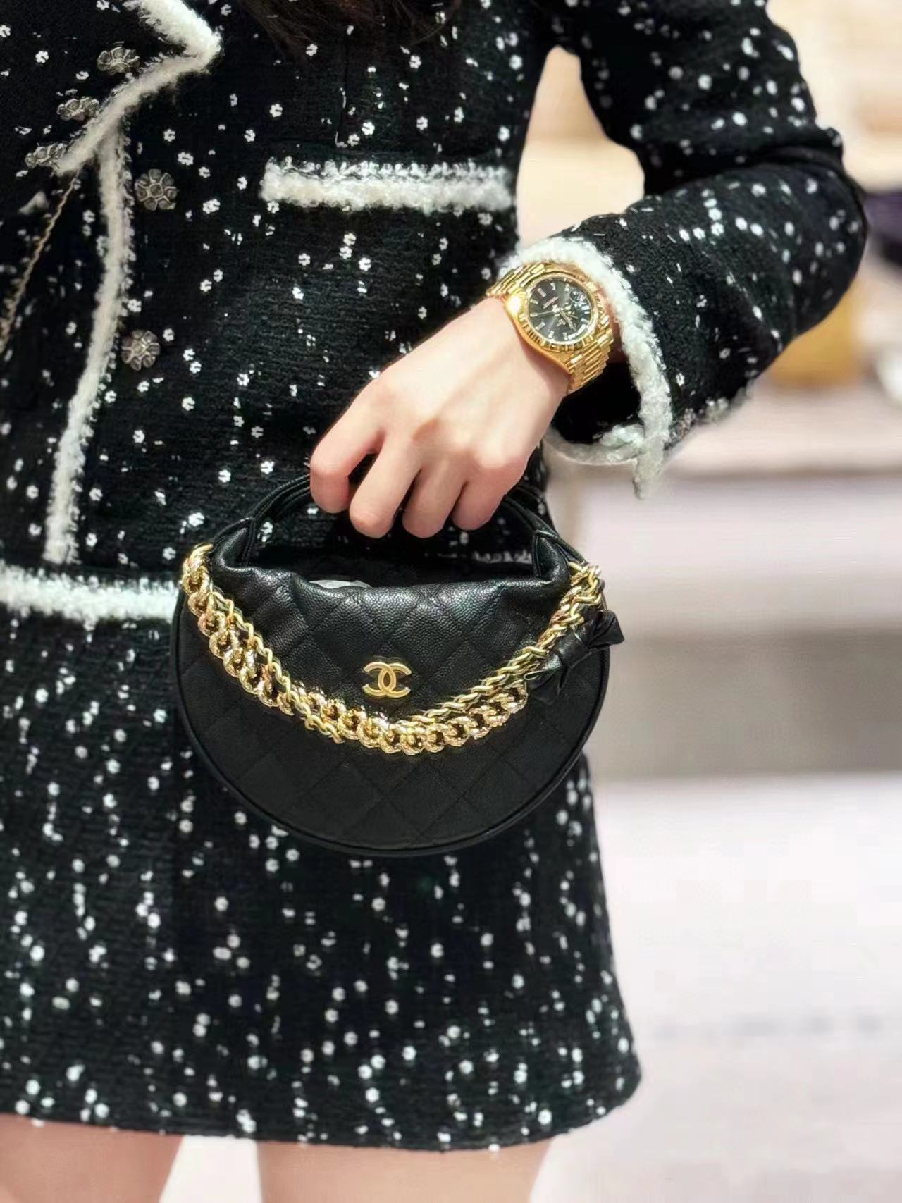 CHANE1 チェーン ハーフラウンド ハンドバッグ【 50％割引+送料無料】