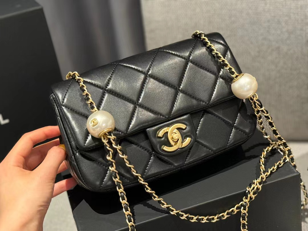 CHANE1 CF パール ゴールド ボール ショルダー クロスボディ バッグ【50％割引+送料無料】