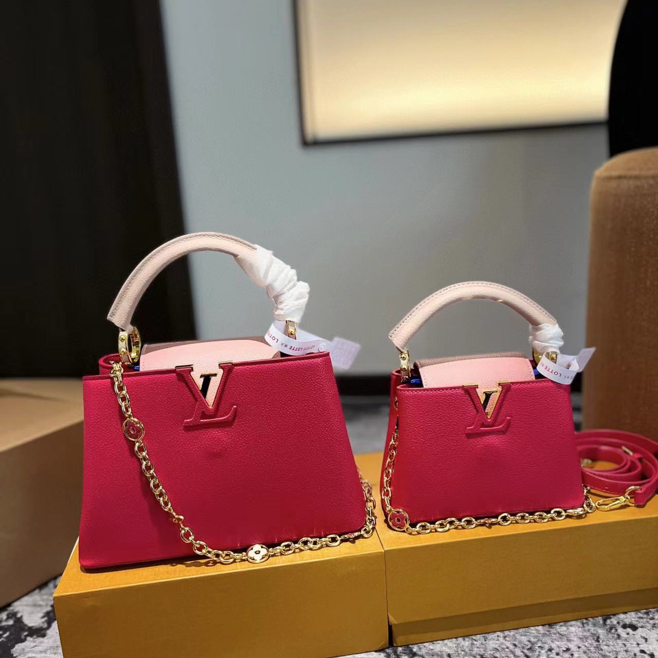 LV Capucines ゴールドバックルハンドバッグ【50％割引+送料無料】