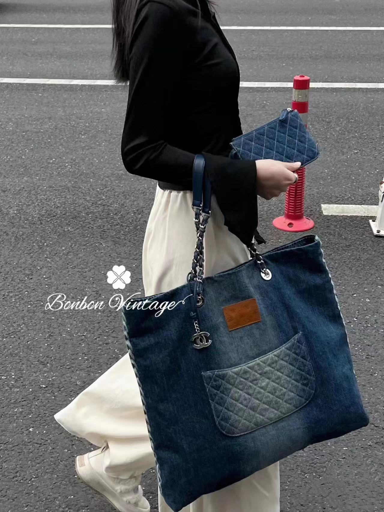 CHANE1 チェーンデニムショッピングバッグ【50％割引+送料無料】