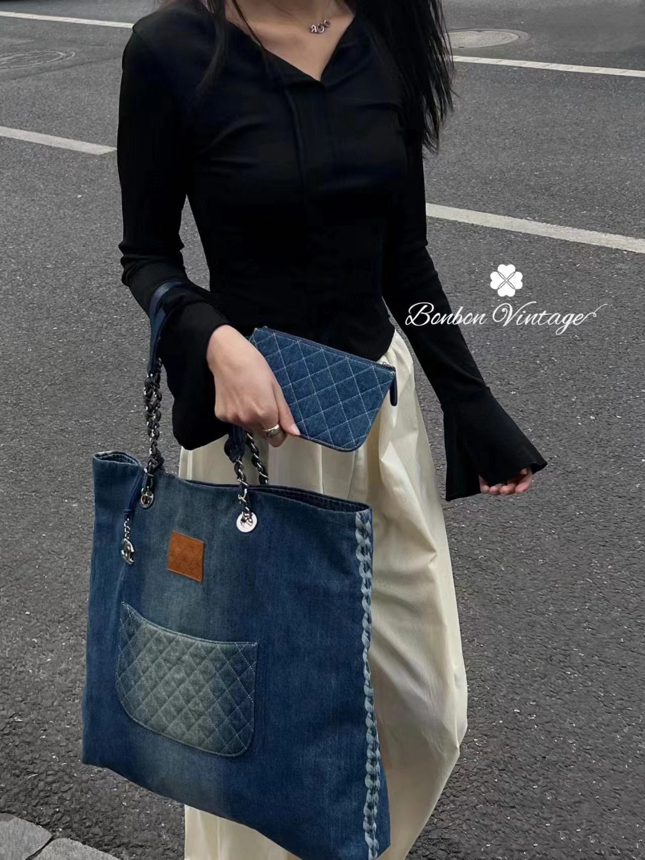 CHANE1 チェーンデニムショッピングバッグ【50％割引+送料無料】