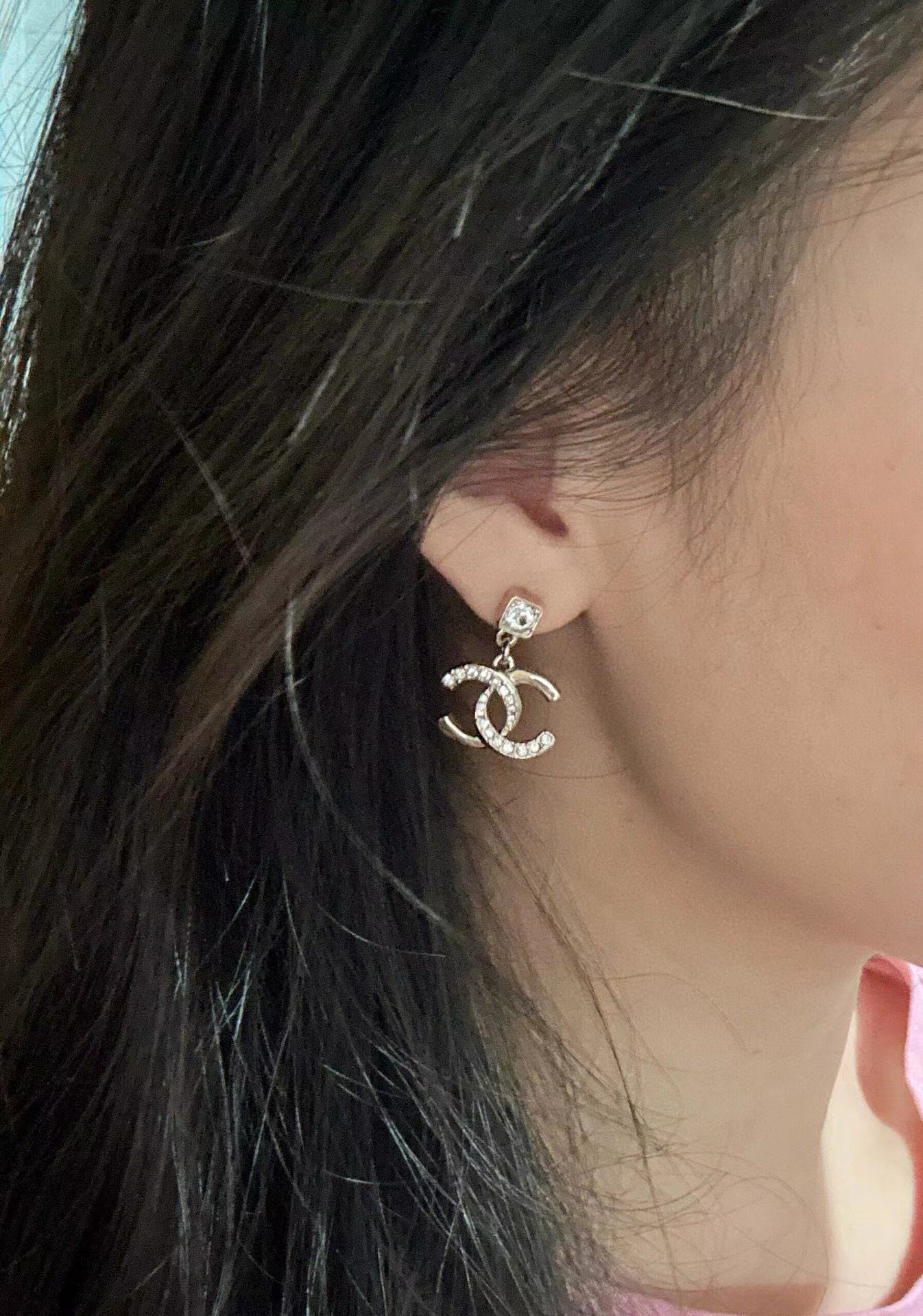 CHANE1 ダブル C ダイヤモンド スタッド ピアス【 50％割引+送料無料】