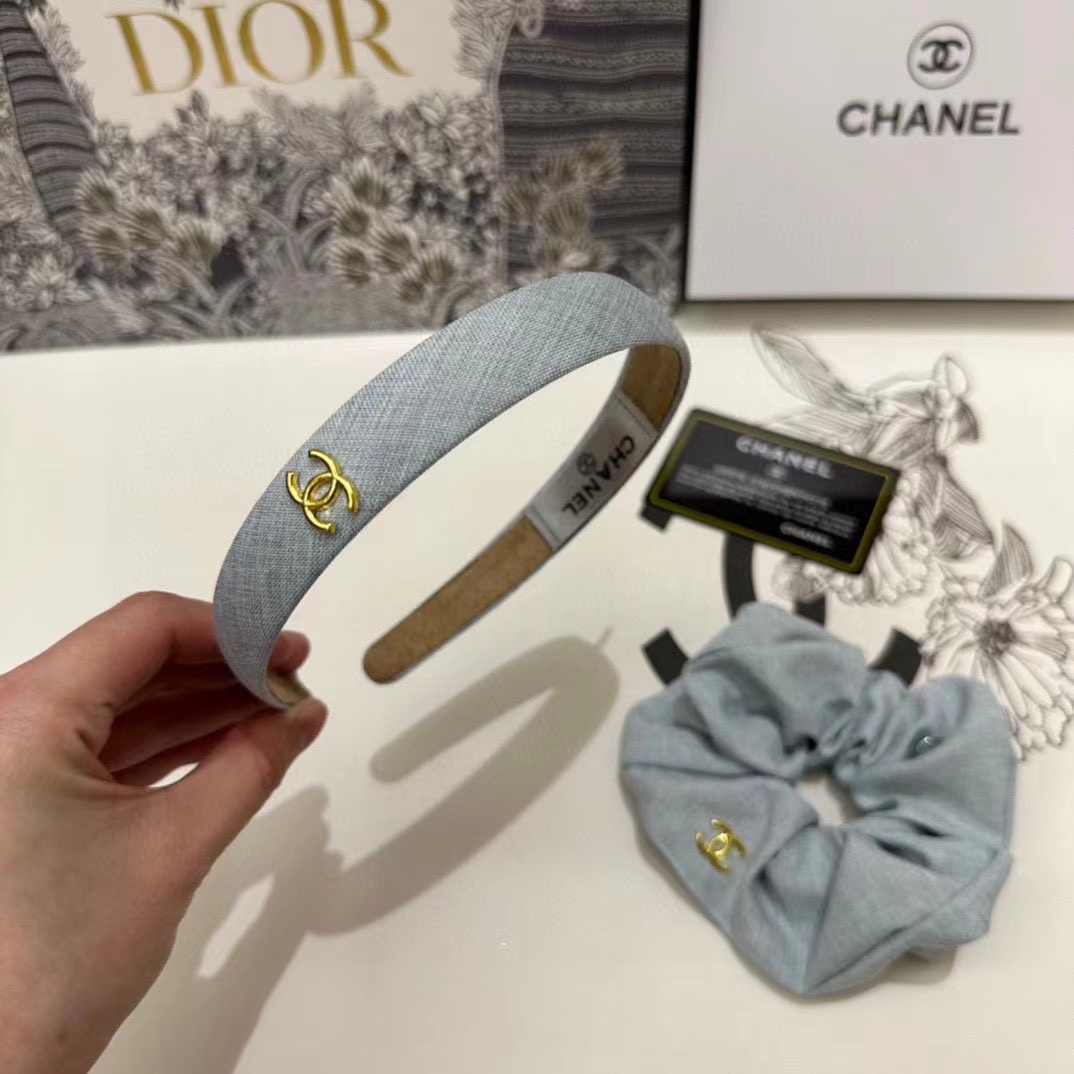 CHANE1 デニムヘアゴム+カチューシャ2点セット【50％割引+送料無料】