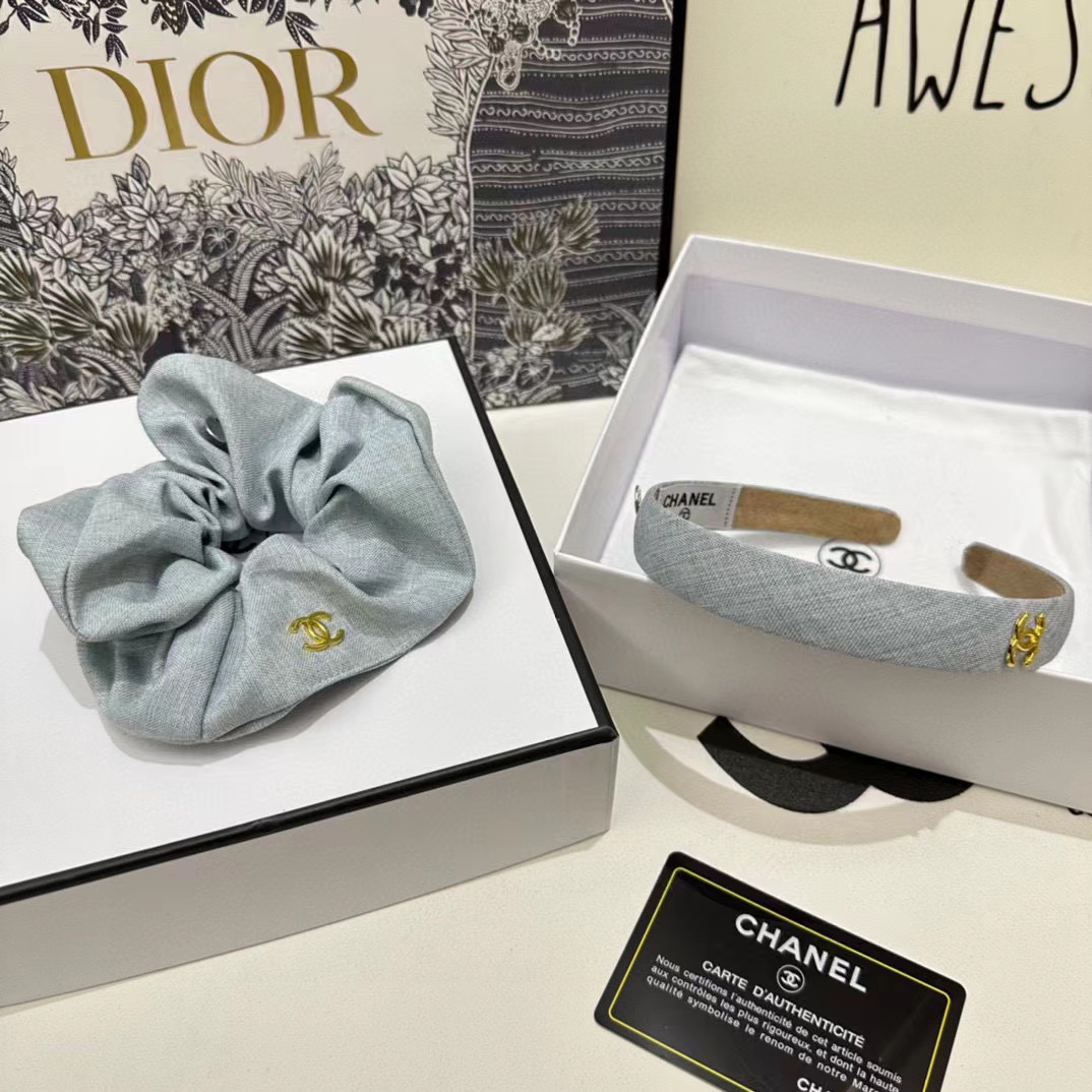 CHANE1 デニムヘアゴム+カチューシャ2点セット【50％割引+送料無料】