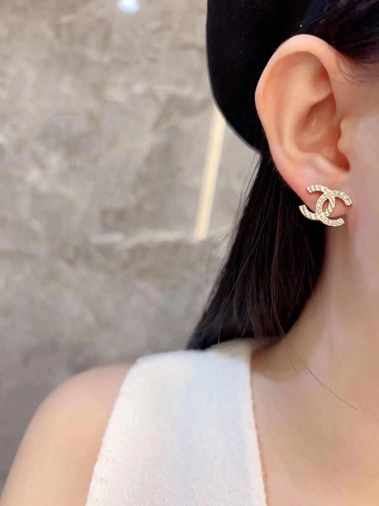 CHANE1 シンプルダブルCスタッドピアス【 50％割引+送料無料】