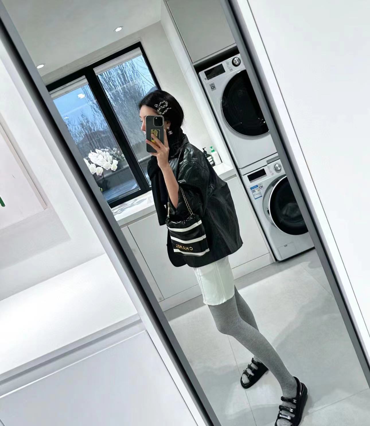 CHANE1 ストライプチェーンショッピングバッグ【 50％割引+送料無料】