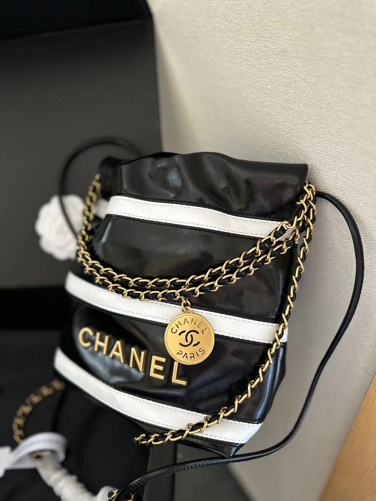 CHANE1 ストライプチェーンショッピングバッグ【 50％割引+送料無料】