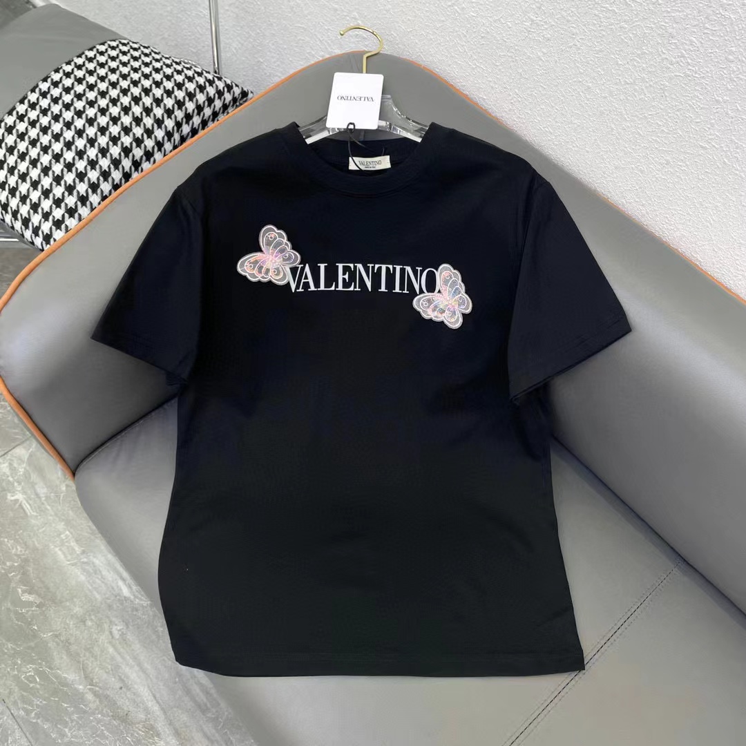 VALENTIN0立体蝶植毛レターTシャツ【50％割引+送料無料】