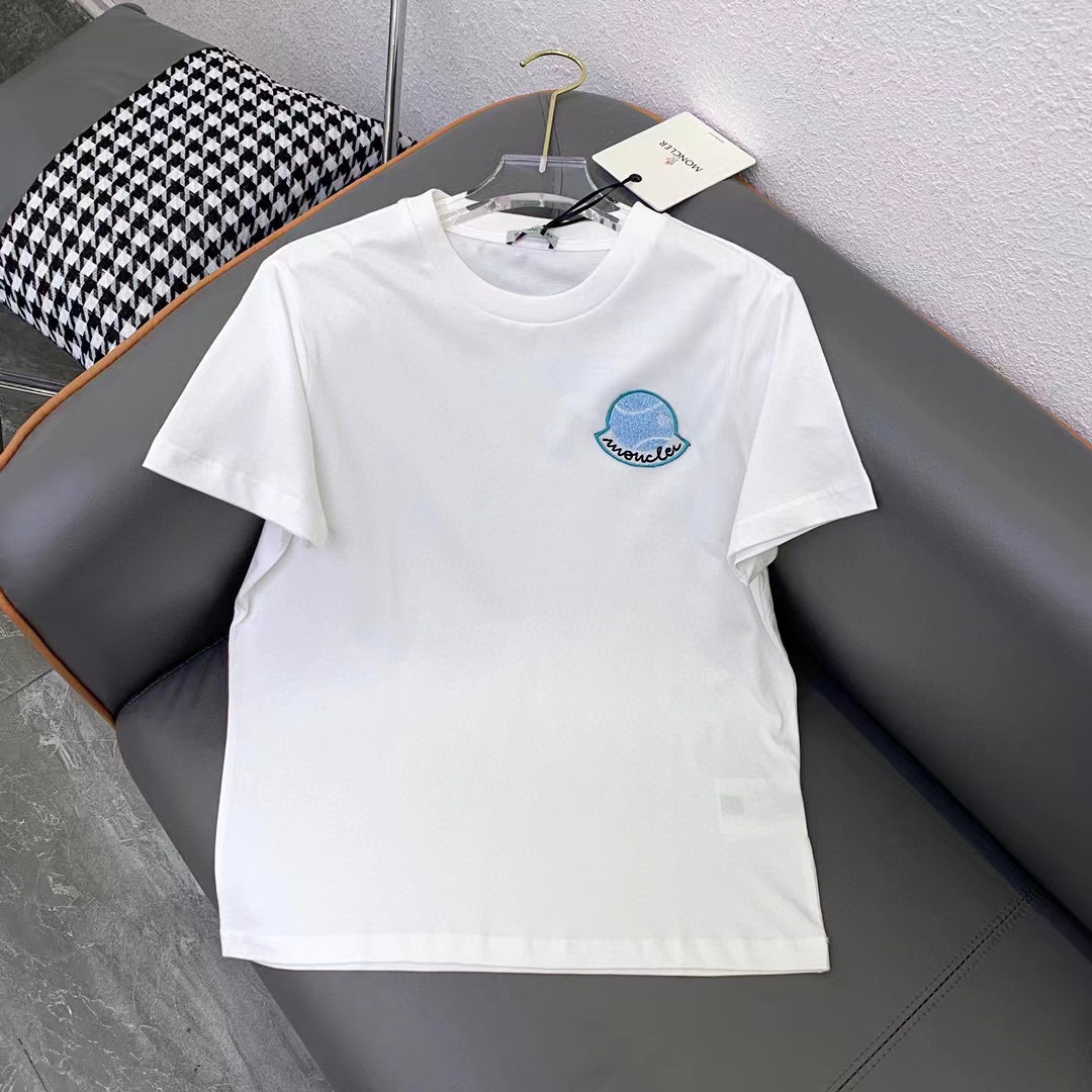 MONCLERテニスマイクロラベル刺繍Tシャツ【50％割引+送料無料】