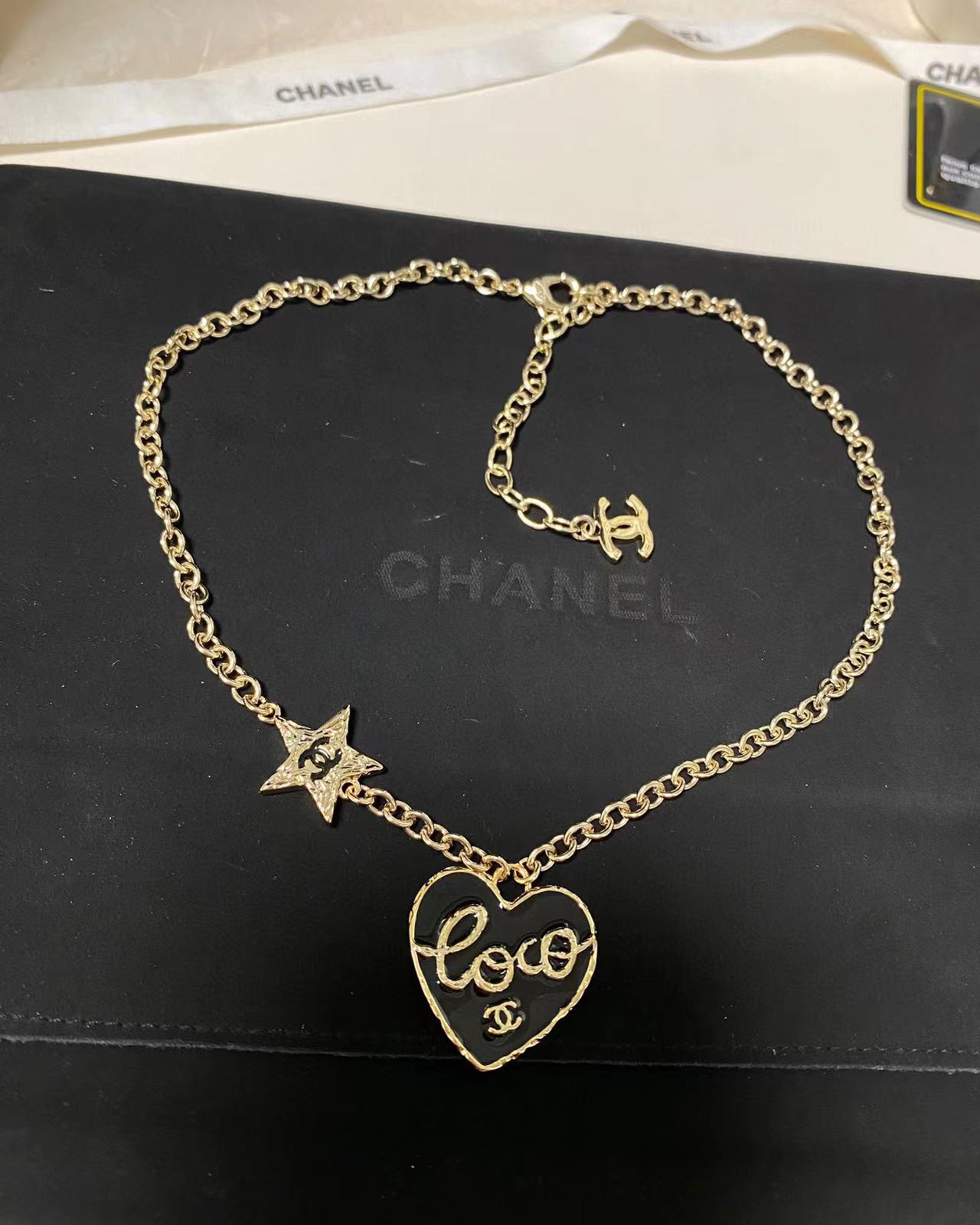 CHANE1 ピーチハート ブラックエナメルネックレス【50％割引+送料無料】