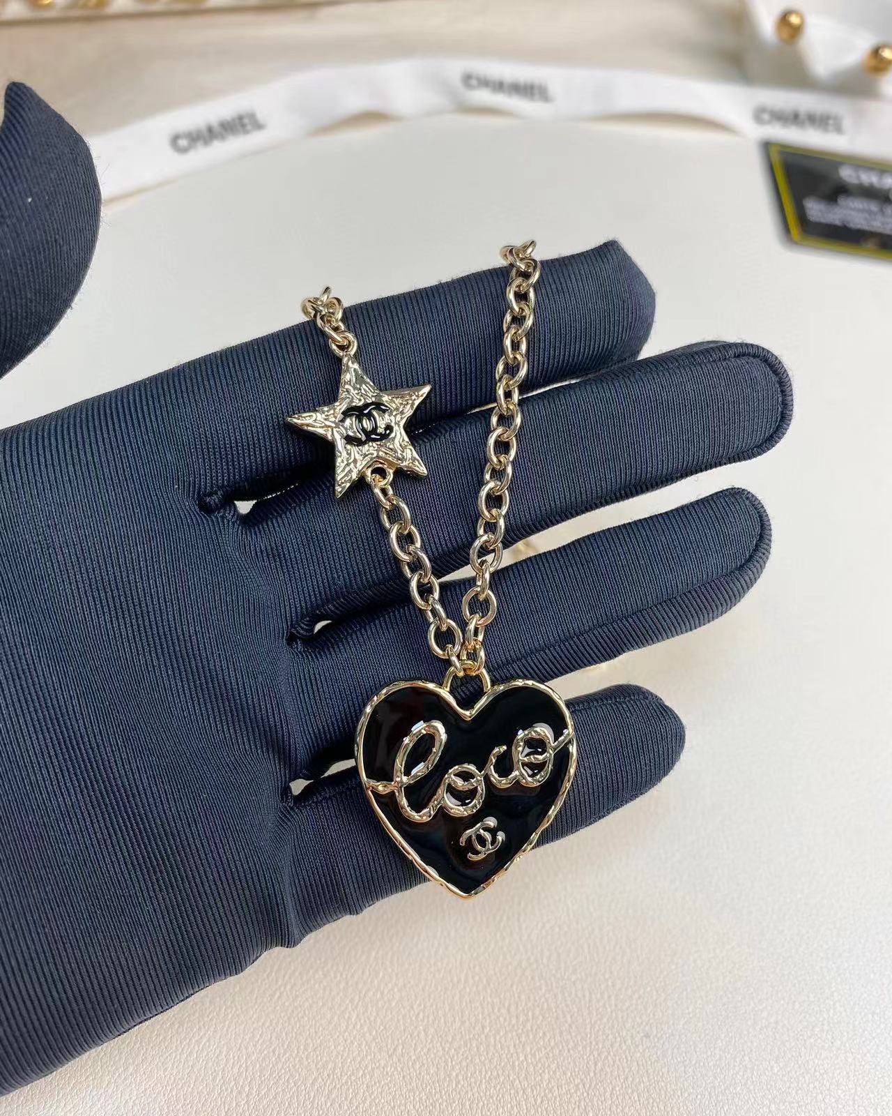 CHANE1 ピーチハート ブラックエナメルネックレス【50％割引+送料無料】