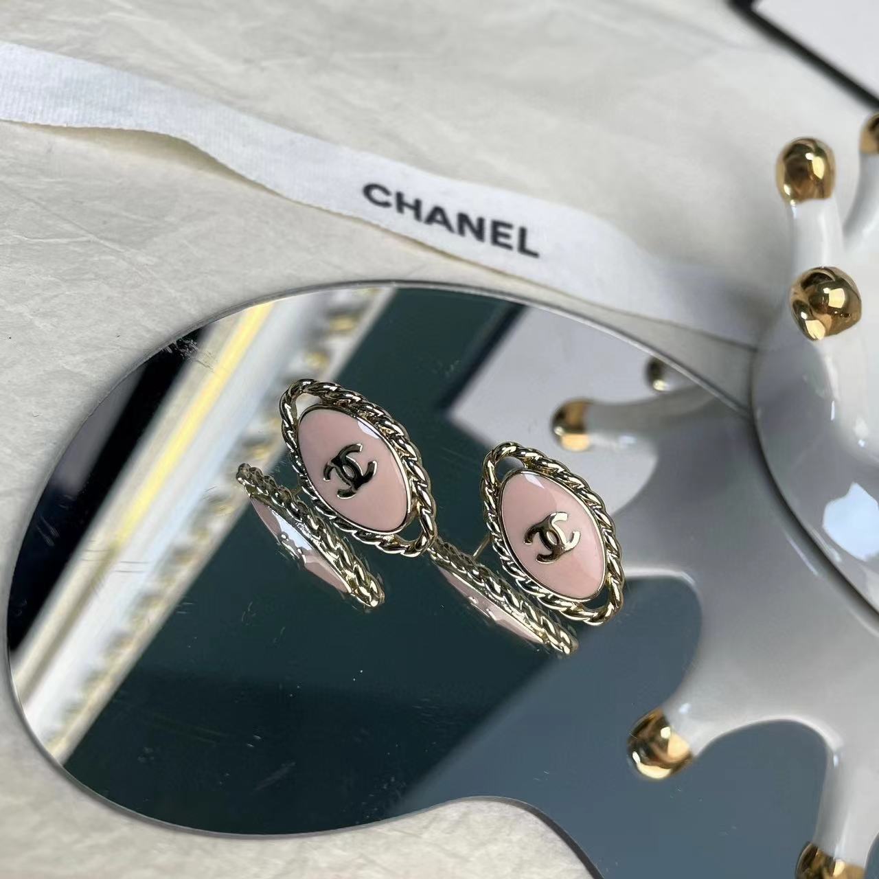 CHANE1 オーバル ピンク オイル ドロップ イヤリング【50％割引+送料無料】