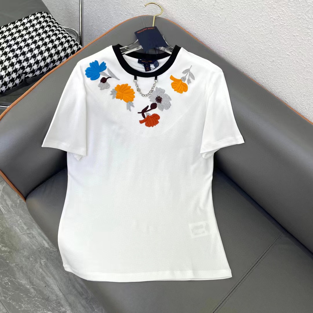 LV チェーン刺繍 Tシャツ【 50％割引+送料無料】